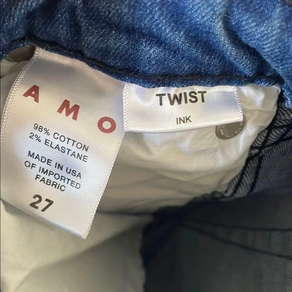 AMO Twist Mid Rise Ankle Crop Denim Blue Jeans Raven Ink A05203 Size 27 Anthro